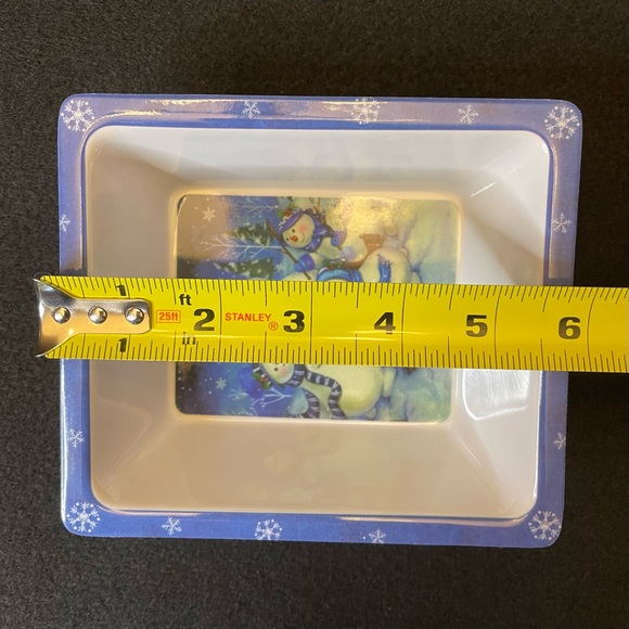 2 Snowman Snack Rectangle Bowls 6 x 5.25 Inches - Picture 3 of 16
